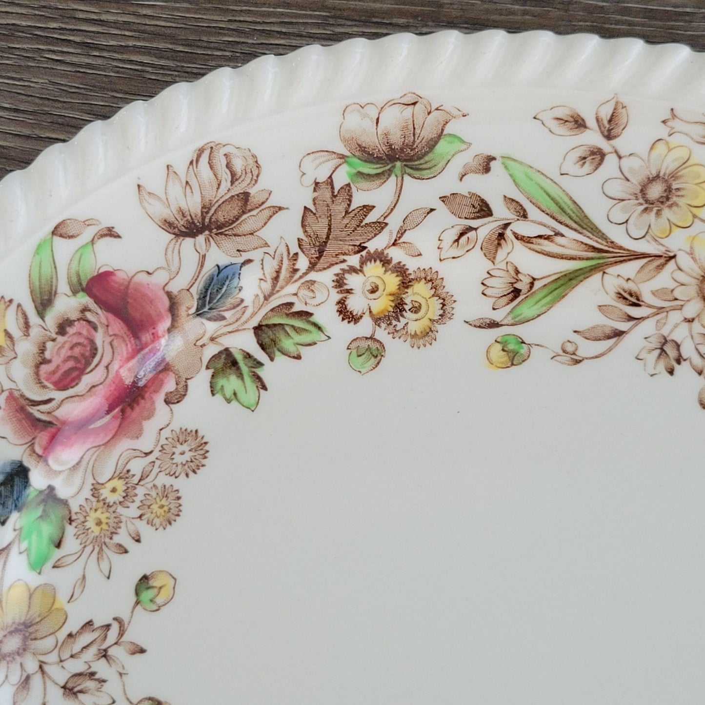 Johnson Bros WindsorWare 12" Oval Platter, Margaret Rose Brown, c.1939-65 England