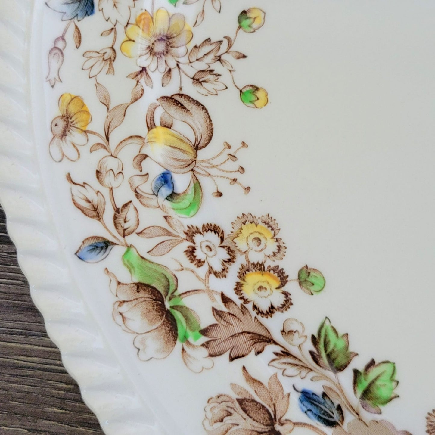 Johnson Bros WindsorWare 12" Oval Platter, Margaret Rose Brown, c.1939-65 England