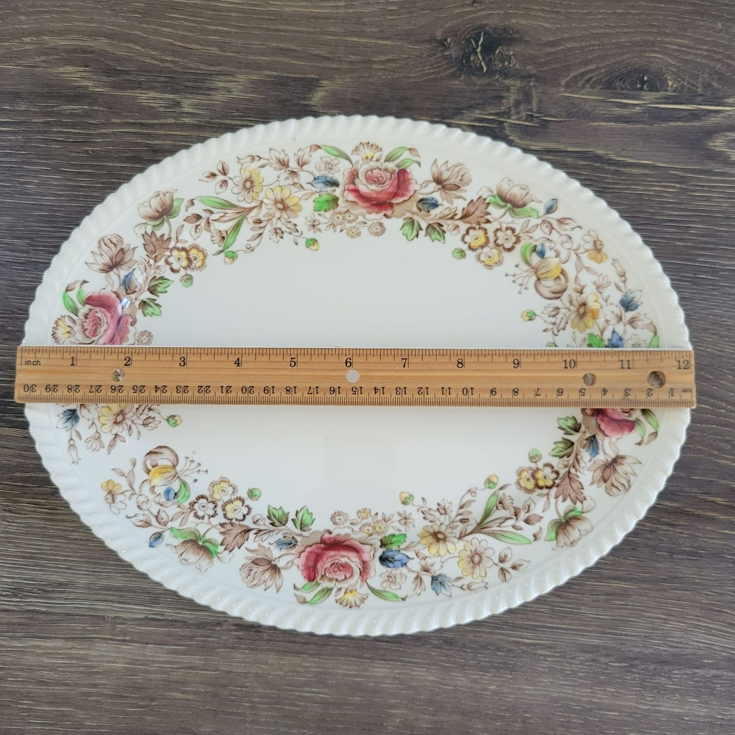 Johnson Bros WindsorWare 12" Oval Platter, Margaret Rose Brown, c.1939-65 England