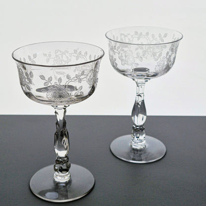 Fostoria "Willowmere" Coupe Champagne Set, c.1938-1970 United States