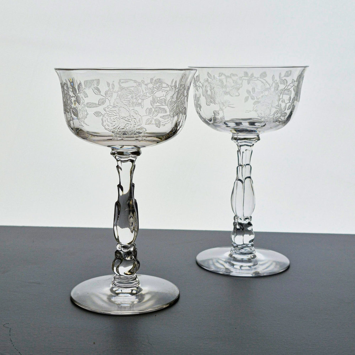 Fostoria "Willowmere" Coupe Champagne Set, c.1938-1970 United States
