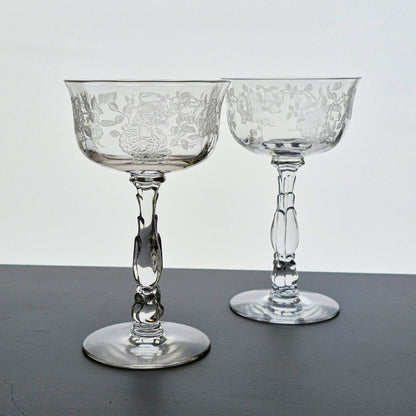 Fostoria "Willowmere" Coupe Champagne Set, c.1938-1970 United States