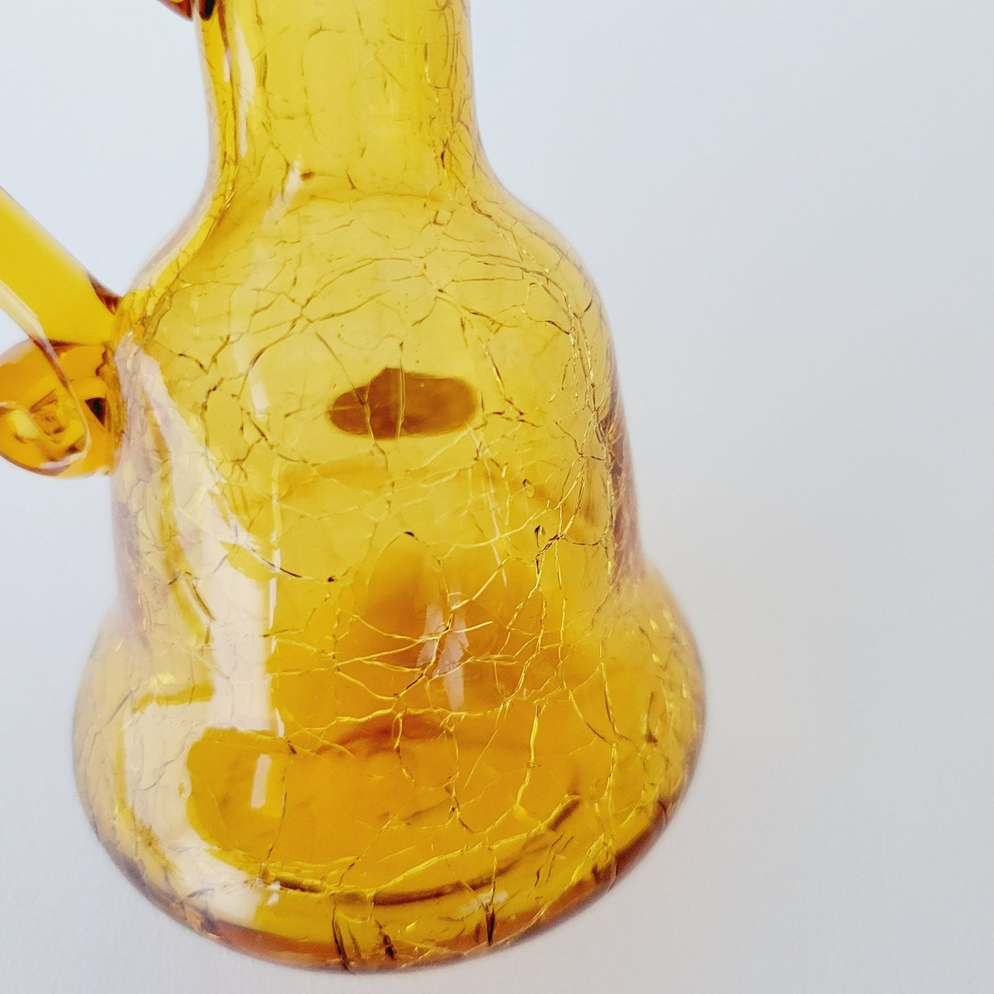 Hand Blown Amber Crackle Glass Cruet by Rainbow, USA Made