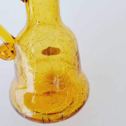Hand Blown Amber Crackle Glass Cruet by Rainbow, USA Made