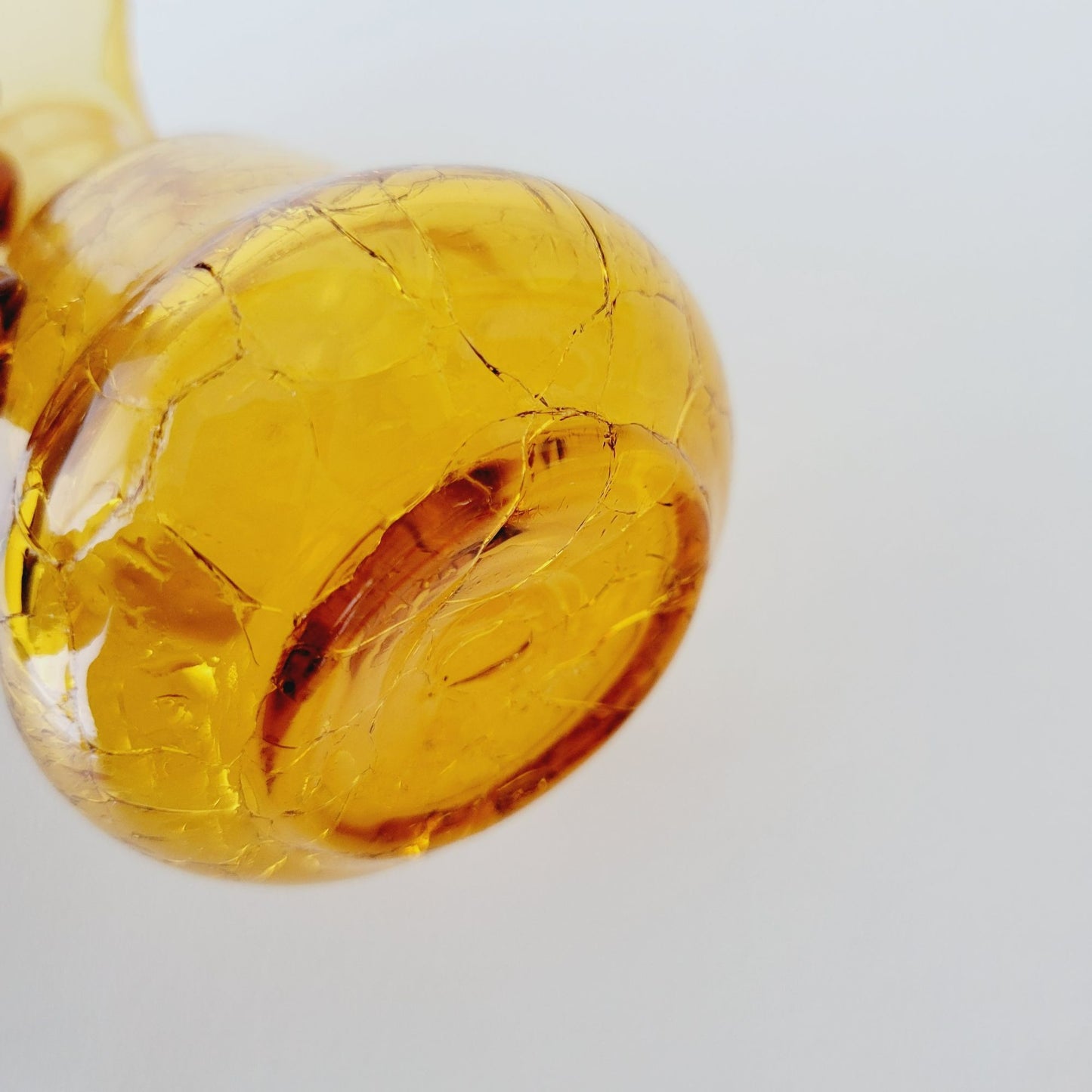 Hand Blown Amber Crackle Glass Cruet by Rainbow, USA Made