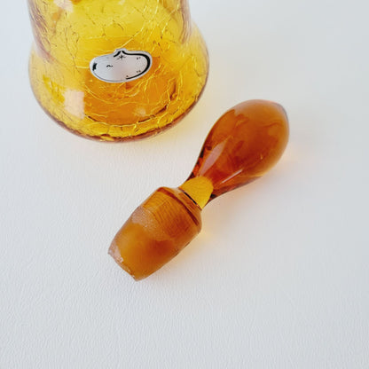 Hand Blown Amber Crackle Glass Cruet by Rainbow, USA Made