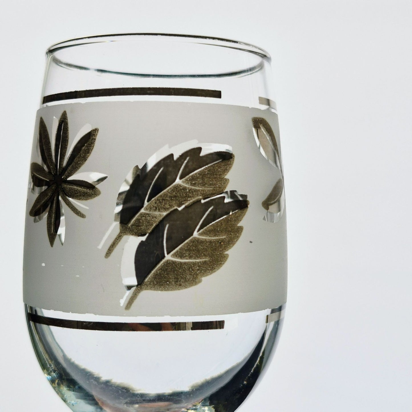 Libbey Glass "Silver Leaf" Wine Glass, Set of 2, USA c.1953-1978