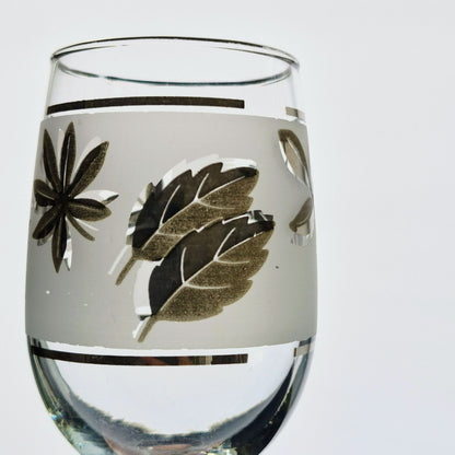 Libbey Glass "Silver Leaf" Wine Glass, Set of 2, USA c.1953-1978