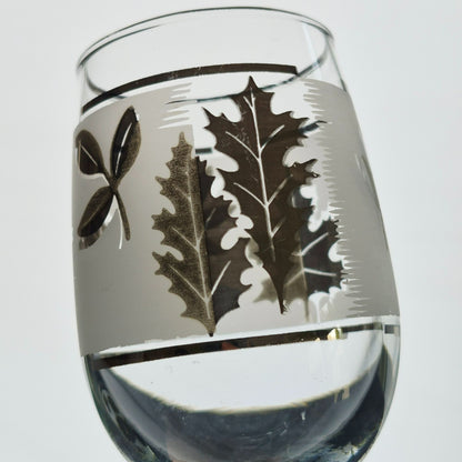 Libbey Glass "Silver Leaf" Wine Glass, Set of 2, USA c.1953-1978