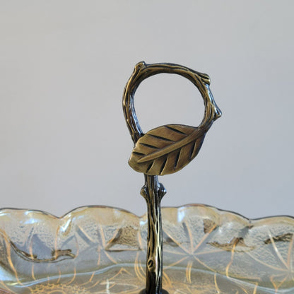 Mismatched Oval 2 Tiered Dessert Stand, Made from Wedgwood & Indiana Glass