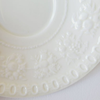 Wedgwood Wellesley Teacup & Saucer, Off White Embossed Floral Design, Made in England