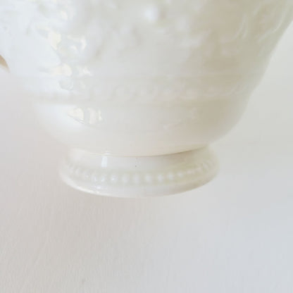 Wedgwood Wellesley Teacup & Saucer, Off White Embossed Floral Design, Made in England
