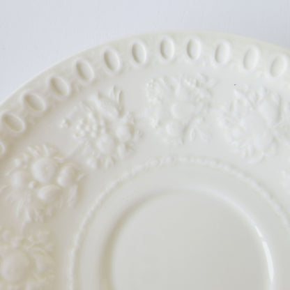Wedgwood Wellesley Teacup & Saucer, Off White Embossed Floral Design, Made in England
