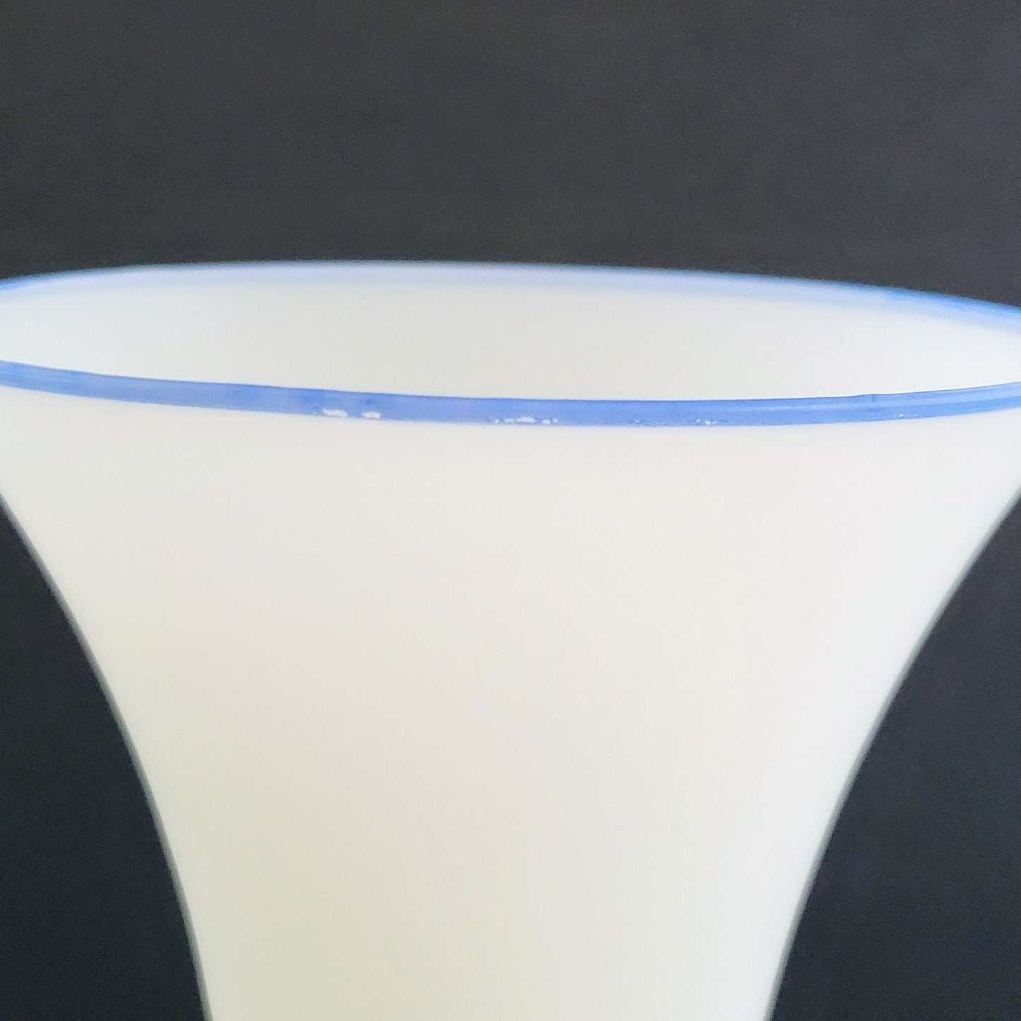 Italian Frosted Satin Glass 14" Flower Vase, Toile Blue & White Floral