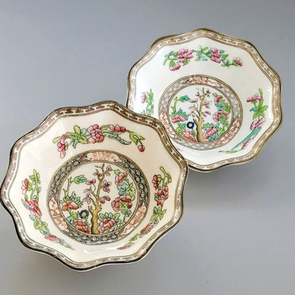 Antique Coalport Indian Tree Dessert Bowl Set of 2,  c.1891-1920 England