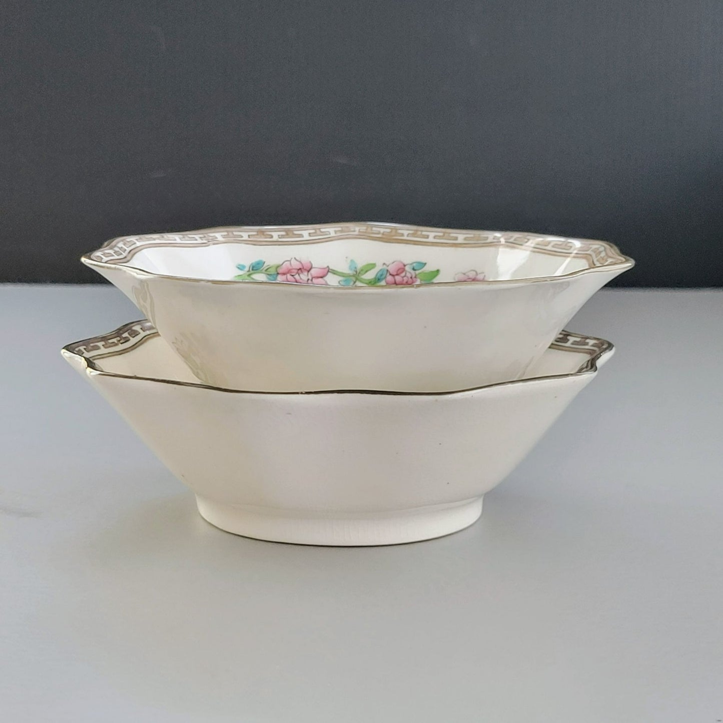 Antique Coalport Indian Tree Dessert Bowl Set of 2,  c.1891-1920 England