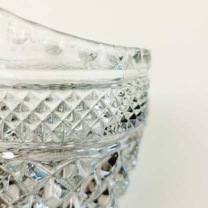 Anchor Hocking Glass Creamer Pitcher Wexford Smoke Gray Diamond Cut Design, USA Made