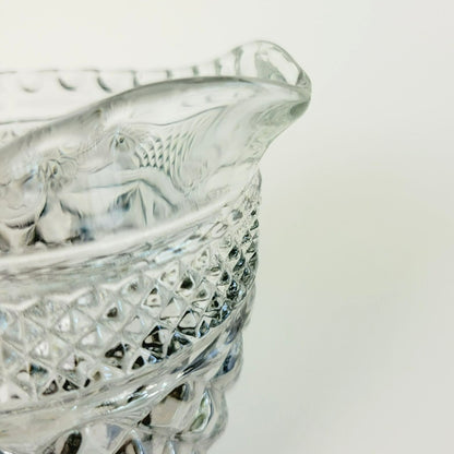 Anchor Hocking Glass Creamer Pitcher Wexford Smoke Gray Diamond Cut Design, USA Made