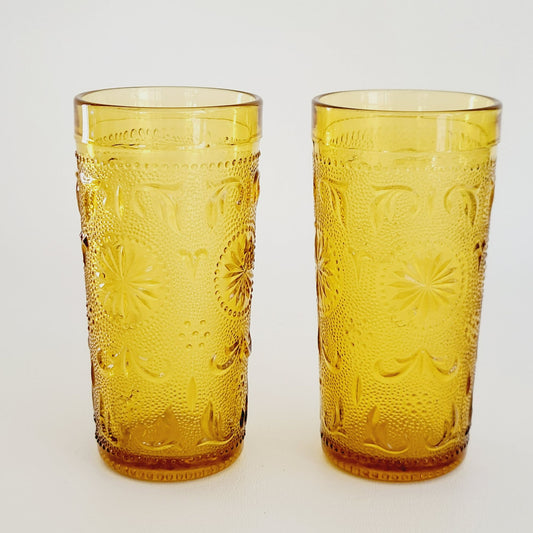 Brockway Glass Co. American Concord Amber Glass Tumblers, c.1977-78 USA