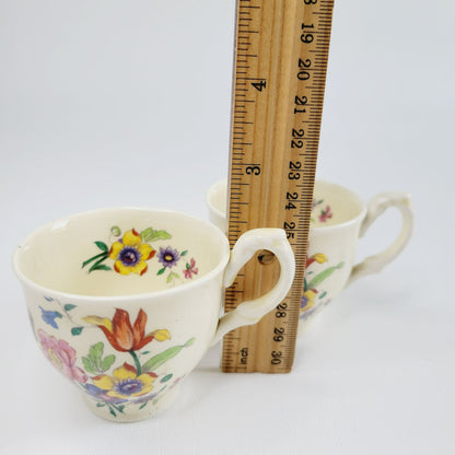 WH Grindley Floral Demitasse Cup & Saucer, 2 Sets, c1936-40 England
