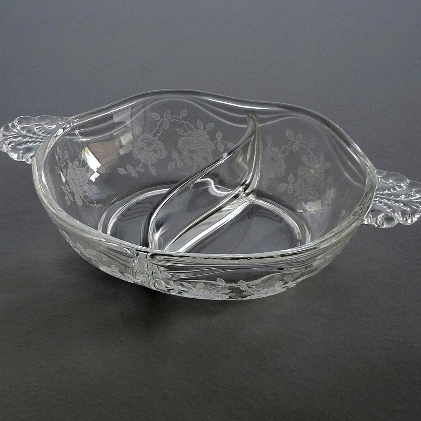Fostoria Willowmere Oval 2 Part Relish Dish, c.1938-70 USA