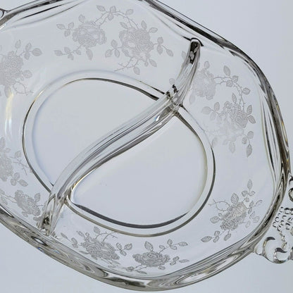 Fostoria Willowmere Oval 2 Part Relish Dish, c.1938-70 USA