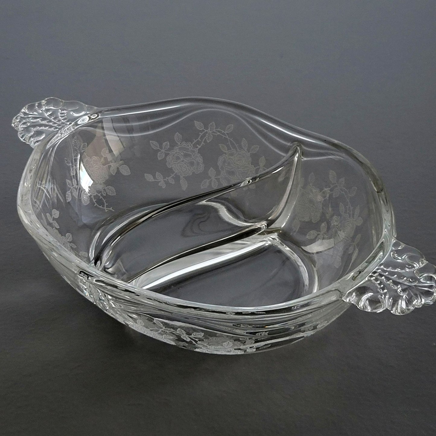Fostoria Willowmere Oval 2 Part Relish Dish, c.1938-70 USA
