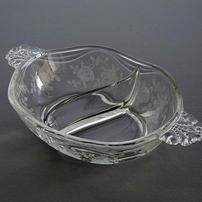 Fostoria Willowmere Oval 2 Part Relish Dish, c.1938-70 USA
