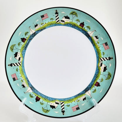 Sakura Coastal Breeze Plastic Dinner Plate Set of 2, Warren Kimble Lighthouse