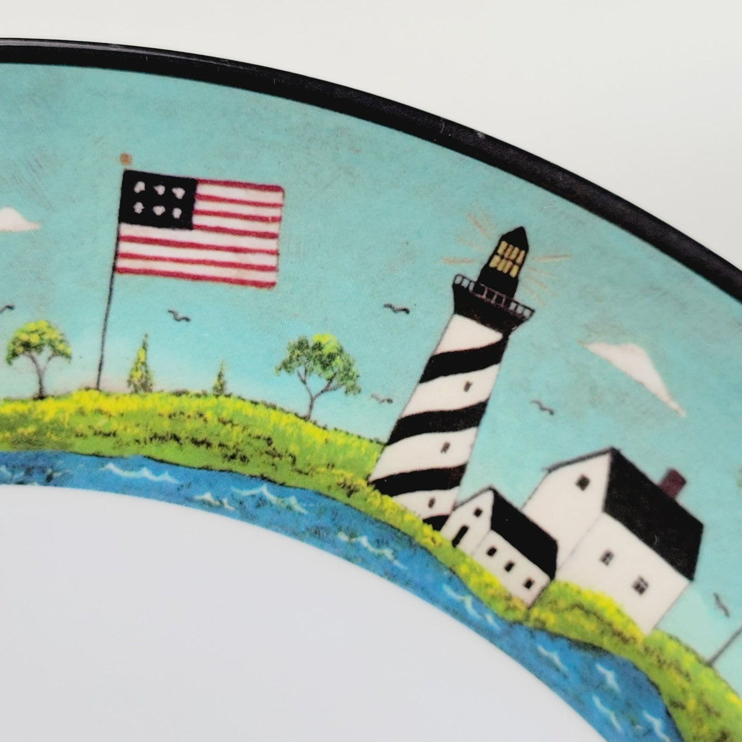 Sakura Coastal Breeze Plastic Dinner Plate Set of 2, Warren Kimble Lighthouse
