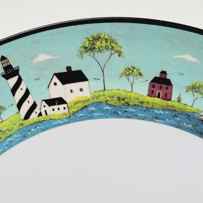 Sakura Coastal Breeze Plastic Dinner Plate Set of 2, Warren Kimble Lighthouse