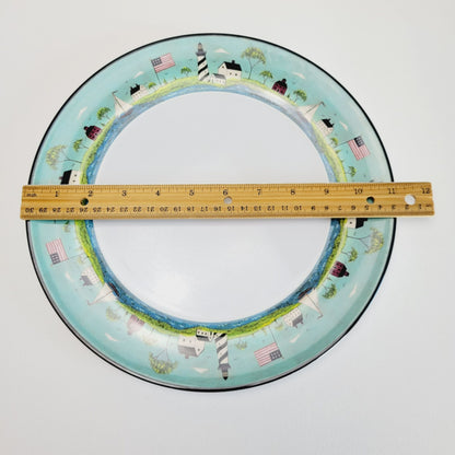 Sakura Coastal Breeze Plastic Dinner Plate Set of 2, Warren Kimble Lighthouse