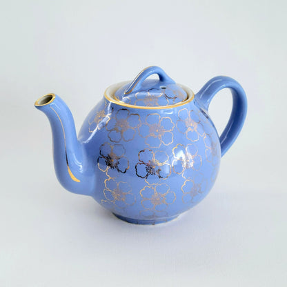 Hall French Flower Cadet Blue Teapot & Lid, USA Made
