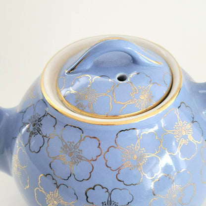 Hall French Flower Cadet Blue Teapot & Lid, USA Made