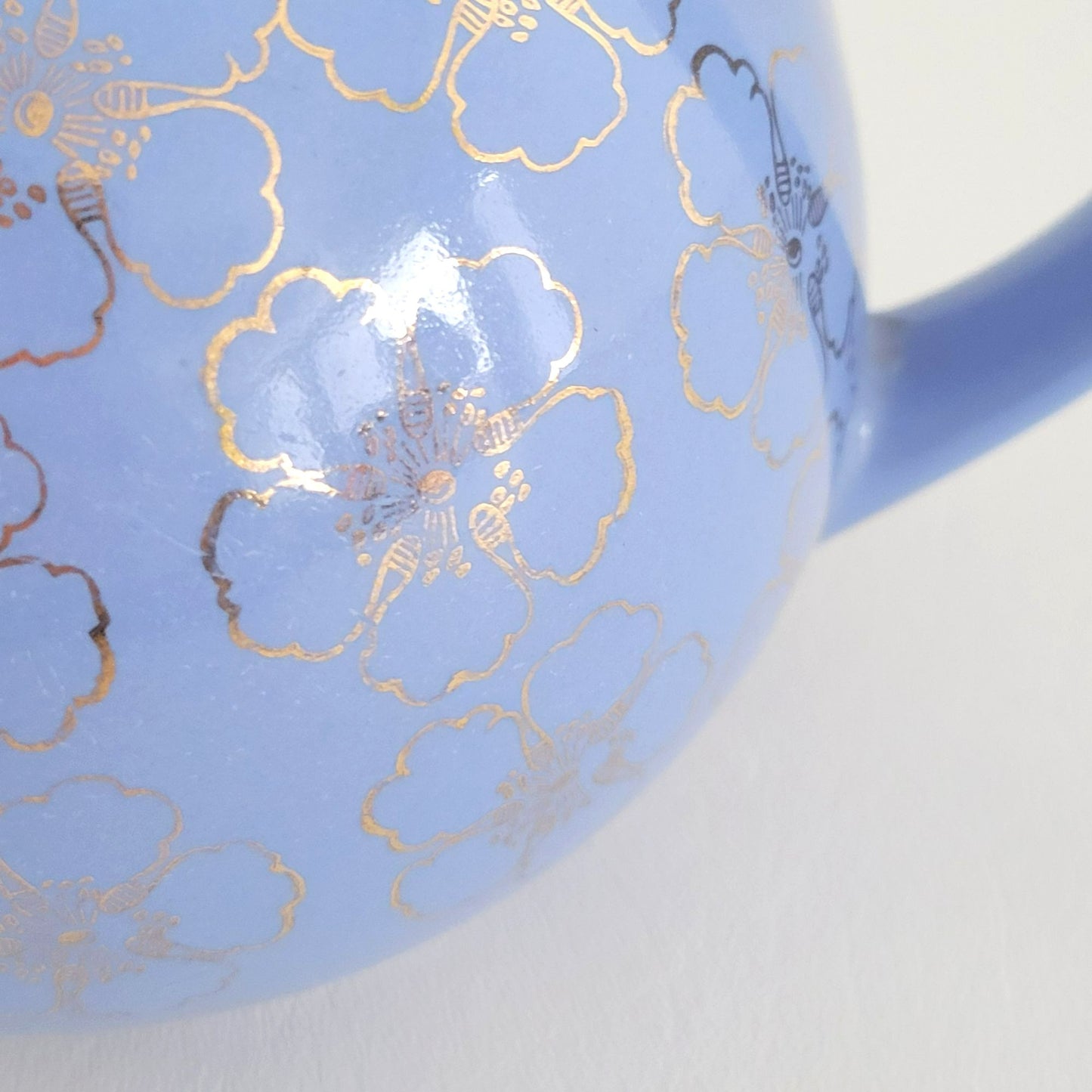 Hall French Flower Cadet Blue Teapot & Lid, USA Made