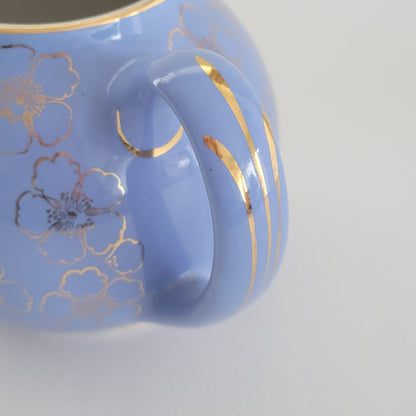 Hall French Flower Cadet Blue Teapot & Lid, USA Made