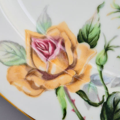 Narumi Peach Roses 15" Oval Serving Platter, c1950s Japan