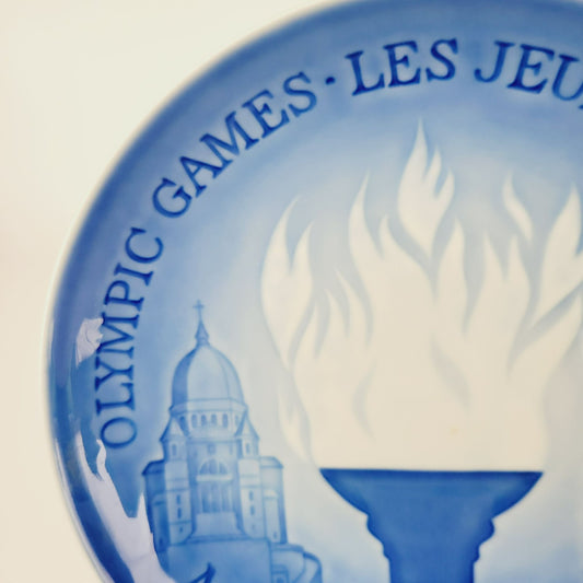 Vintage 1976 Montreal Olympic Plate, Bing & Grøndahl Copenhagen Blue & White Porcelain Wall Plate, Made in Denmark