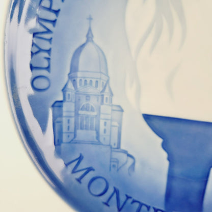 Vintage 1976 Montreal Olympic Plate, Bing & Grøndahl Copenhagen Blue & White Porcelain Wall Plate, Made in Denmark