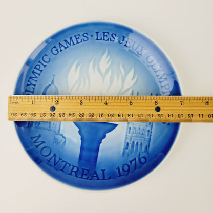 Vintage 1976 Montreal Olympic Plate, Bing & Grøndahl Copenhagen Blue & White Porcelain Wall Plate, Made in Denmark