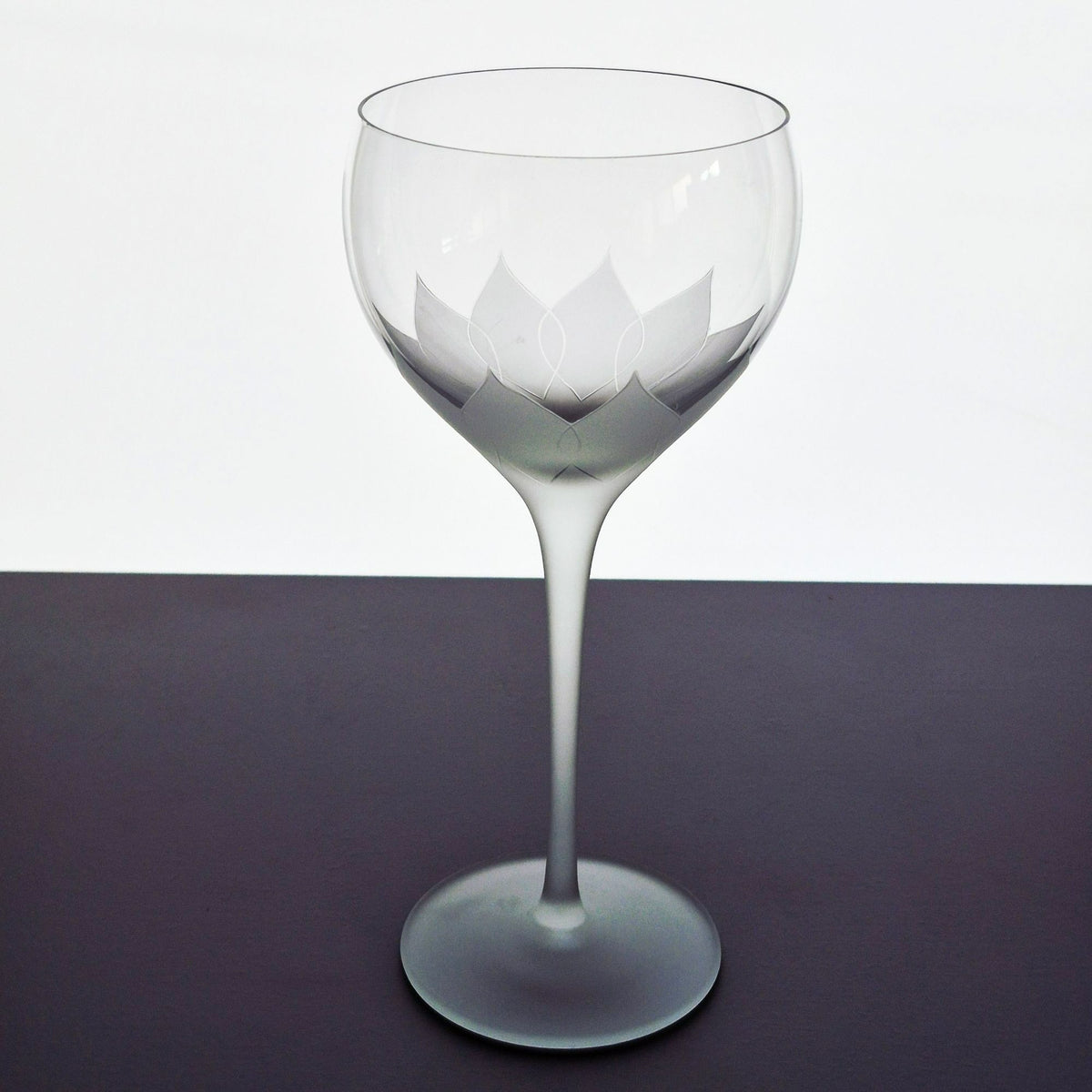 Frosted Petal & Stem Balloon Shaped Wine Glass Set