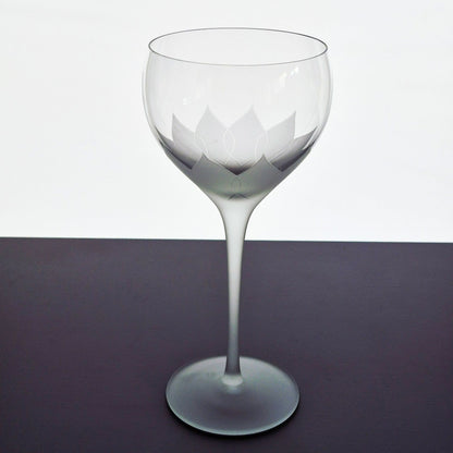 Frosted Petal & Stem Balloon Shaped Wine Glass Set
