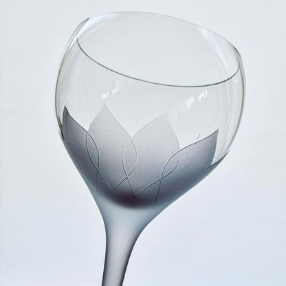 Frosted Petal & Stem Balloon Shaped Wine Glass Set