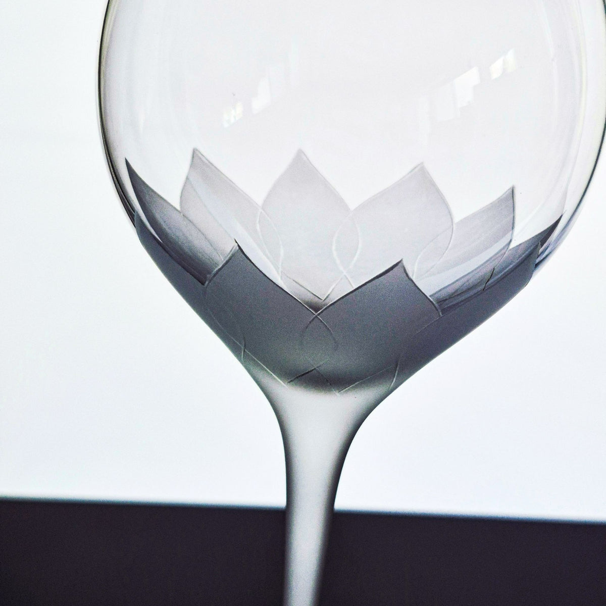 Frosted Petal & Stem Balloon Shaped Wine Glass Set