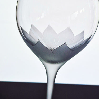 Frosted Petal & Stem Balloon Shaped Wine Glass Set