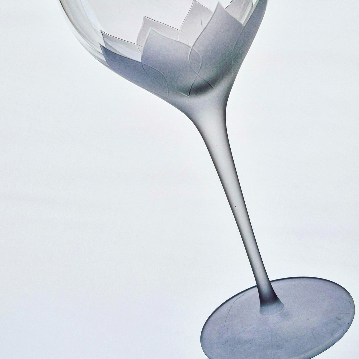 Frosted Petal & Stem Balloon Shaped Wine Glass Set