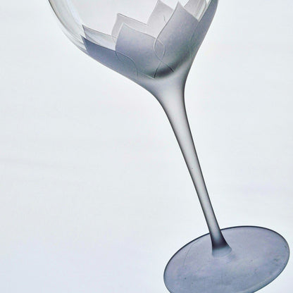 Frosted Petal & Stem Balloon Shaped Wine Glass Set