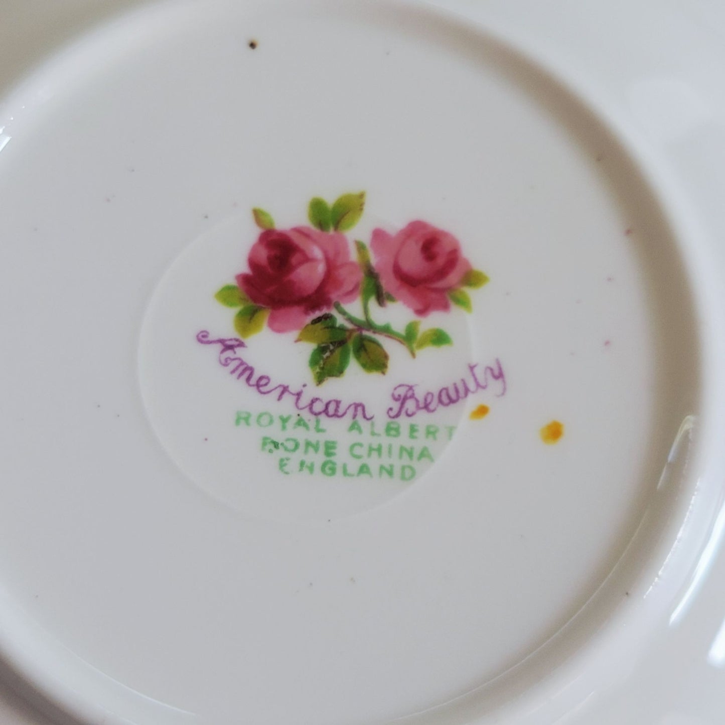 Vintage Royal Albert American Beauty 3 Piece Set, Creamer Pitcher, Berry Bowl, & Bread Plate, Brushed Gold, Pink Roses, Scalloped Edge