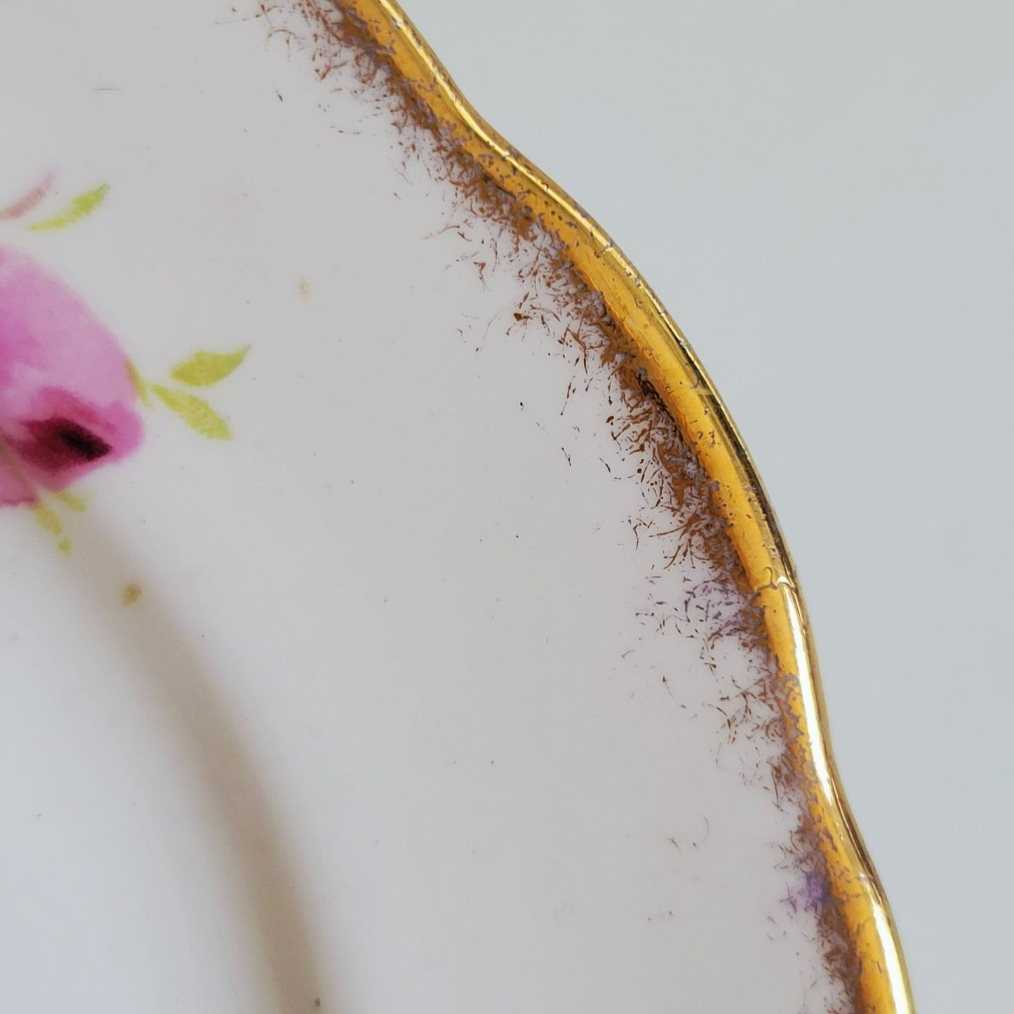 Vintage Royal Albert American Beauty 3 Piece Set, Creamer Pitcher, Berry Bowl, & Bread Plate, Brushed Gold, Pink Roses, Scalloped Edge