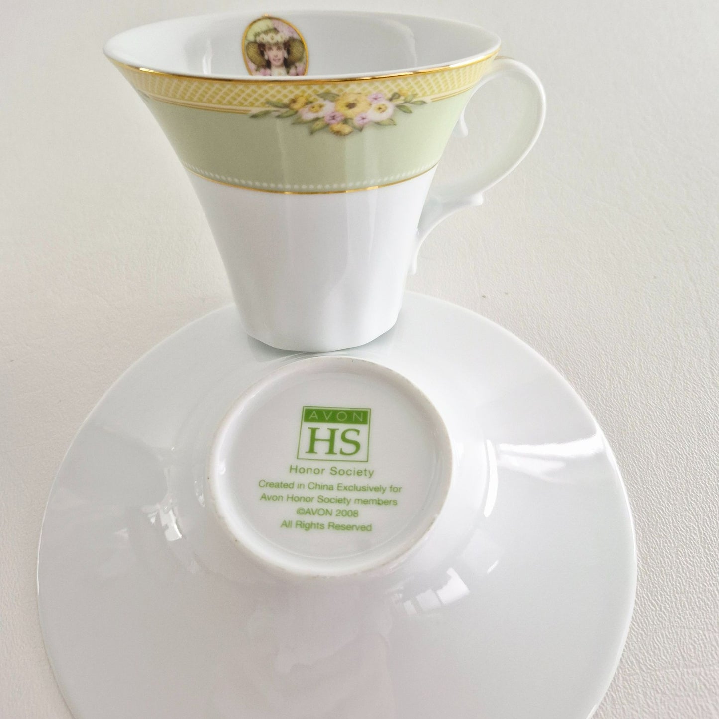 Avon Honor Society Teacup and Saucer, 2 Sets, 2007 & 2008